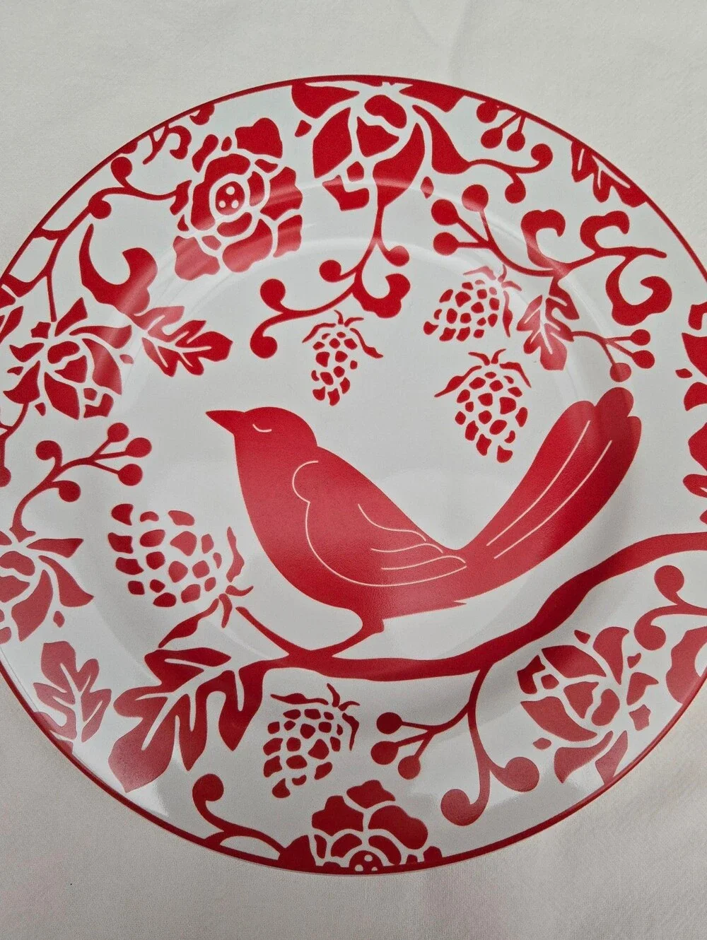 Vtg. Toneware By Pier 1 Decorstive Red Bitd Plate 8